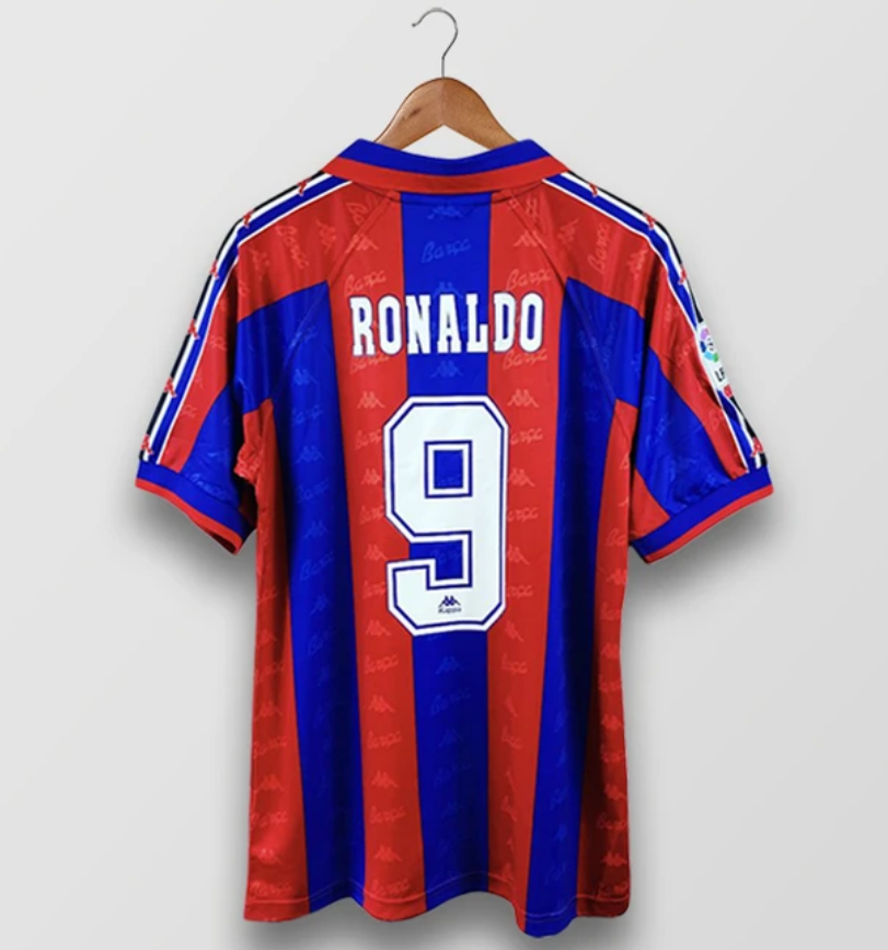 1995-97 Barcelona Retro Home Kit Soccer Jersey Ronaldo #9